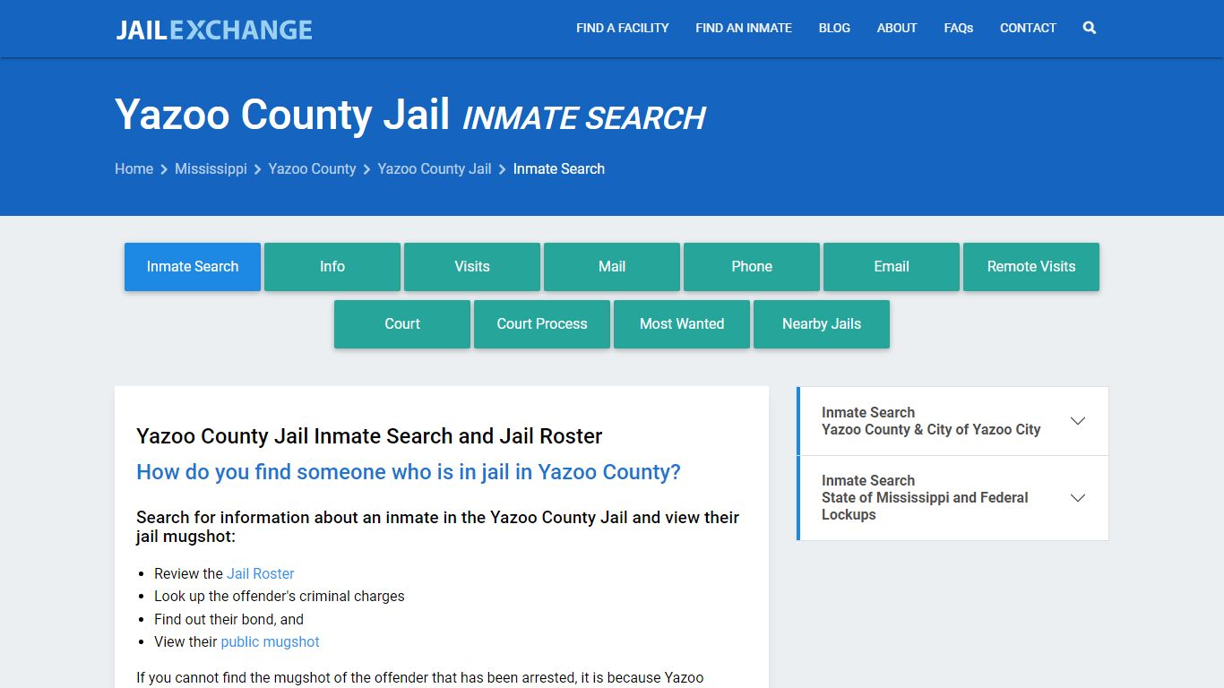 Inmate Search: Roster & Mugshots - Yazoo County Jail, MS